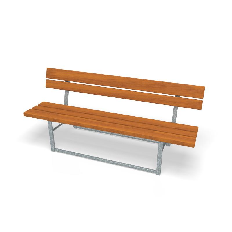 HAGS Ekeby Hardwood Standard Park Bench (Color: Galvanized | Hardwood) (8097517)