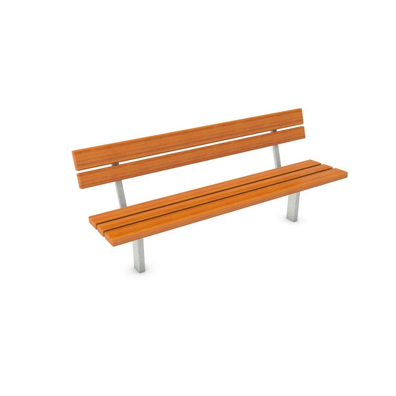 HAGS Ekeby Hardwood Standard Park Bench for Setting in Concrete Front view