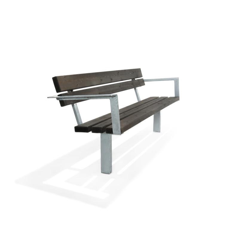 HAGS Ekeby Hardwood Standard Park Bench for Setting in Concrete (Color: Galvanized | Hardwood) (8058441)