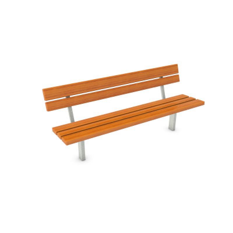 HAGS Ekeby Hardwood Standard Park Bench for Setting in Concrete (Color: Galvanized | Hardwood) (8058441)