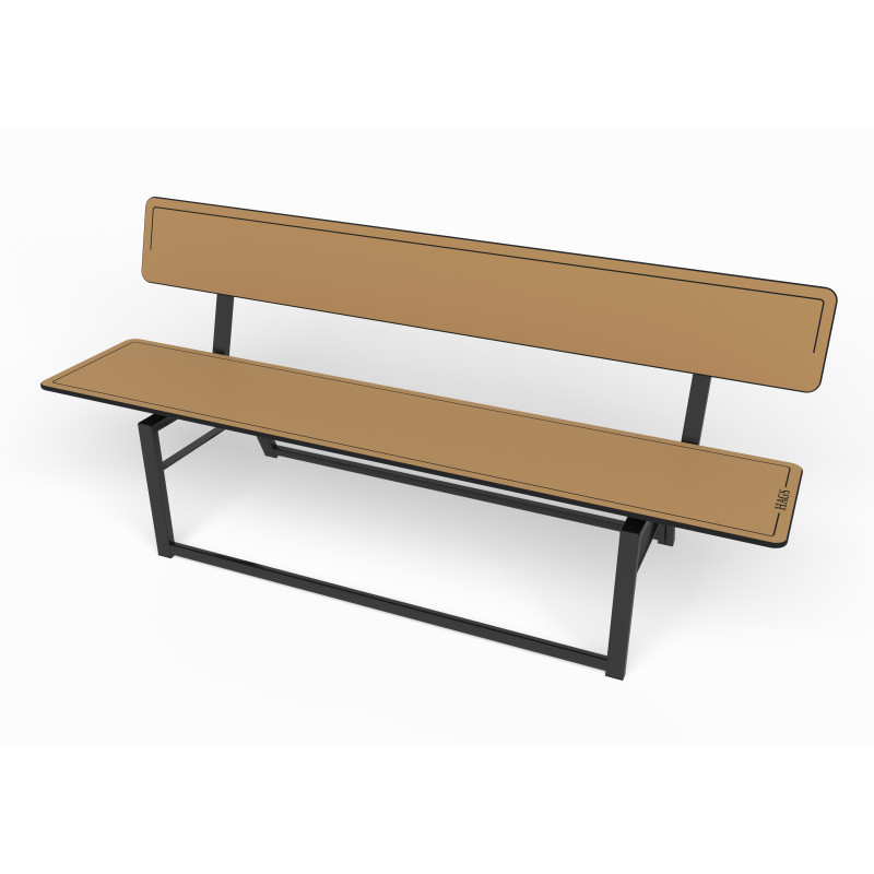 HAGS Ekeby HPL Standard Stackable Park Bench Front view
