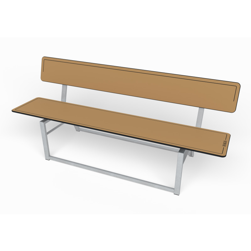 HAGS Ekeby HPL Standard Stackable Park Bench (Color: Beige/Galvanized) (8101560)
