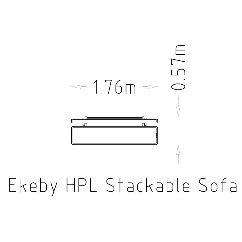 HAGS Ekeby HPL Standard Stackable Park Bench (Color: Grey/Galvanized) (8101559)