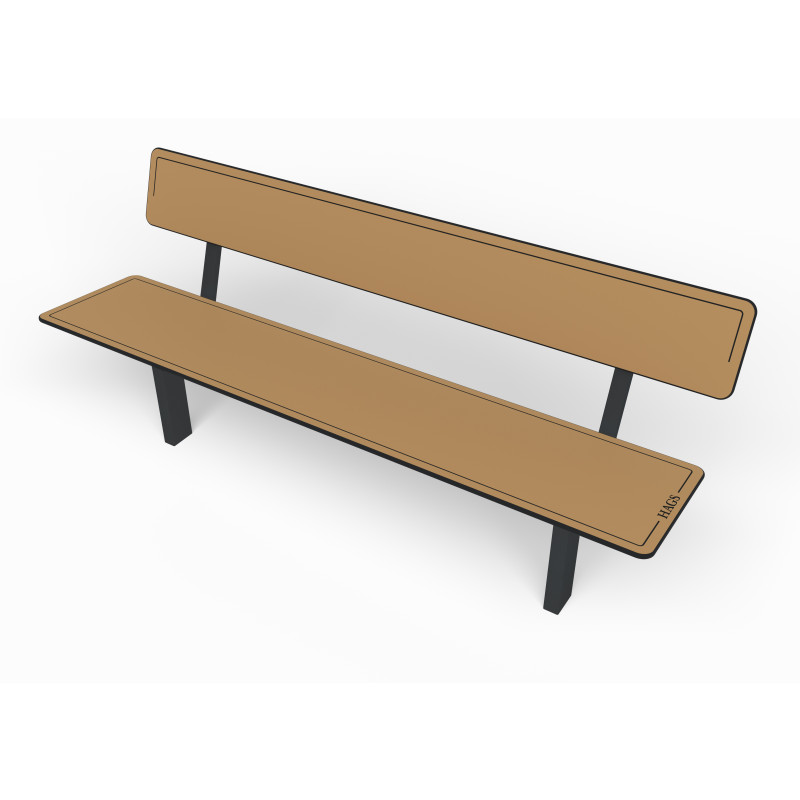 HAGS Ekeby HPL Standard Park Bench for Setting in Concrete (Color: Beige/Black) (8101267)