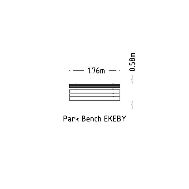 HAGS Ekeby Standard Park Bench for Setting in Concrete (Color: Brown/Black) (8037002-2)