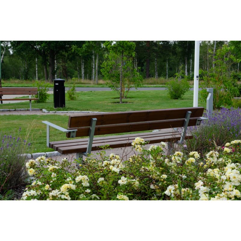HAGS Ekeby Standard Park Bench for Setting in Concrete (Color: Brown/Galvanized) (8037013)
