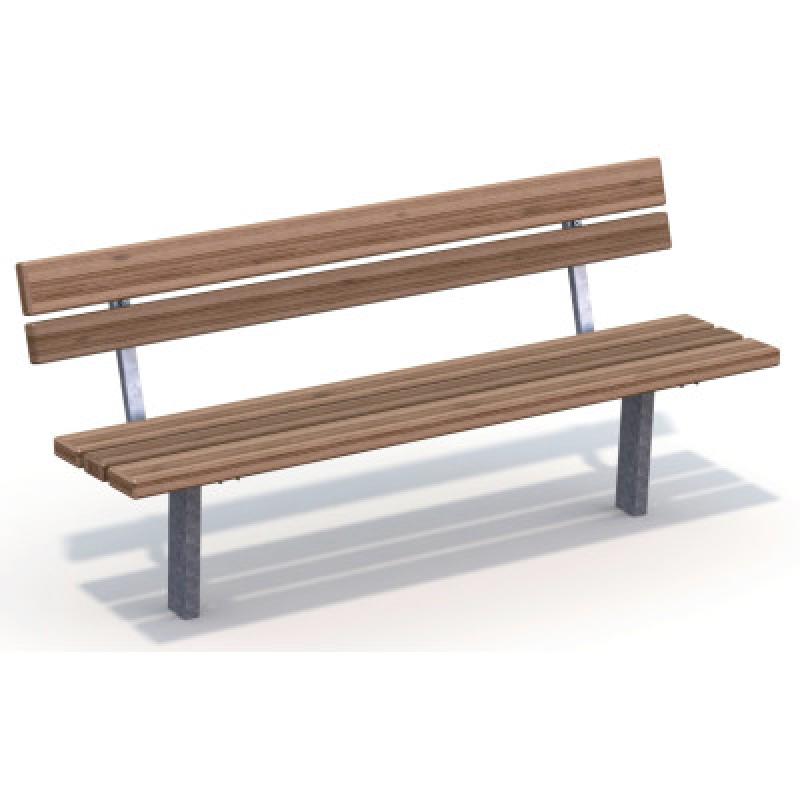 HAGS Ekeby Standard Park Bench for Setting in Concrete (Color: Brown/Galvanized) (8037013)