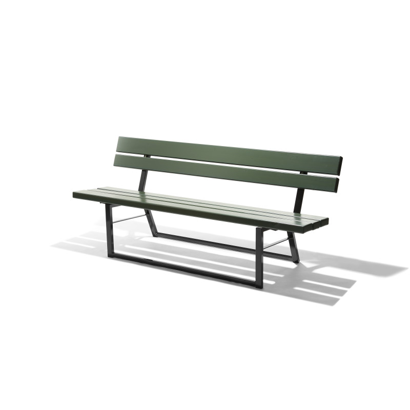 HAGS Park Bench Ekeby Stackable Standard - Freestanding (Colour: Green/Black) Front view