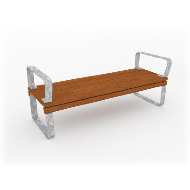 HAGS Rosenlund Hardwood Standard Park Bench with Armrests (Color: Galvanized | Hardwood) (8103593)