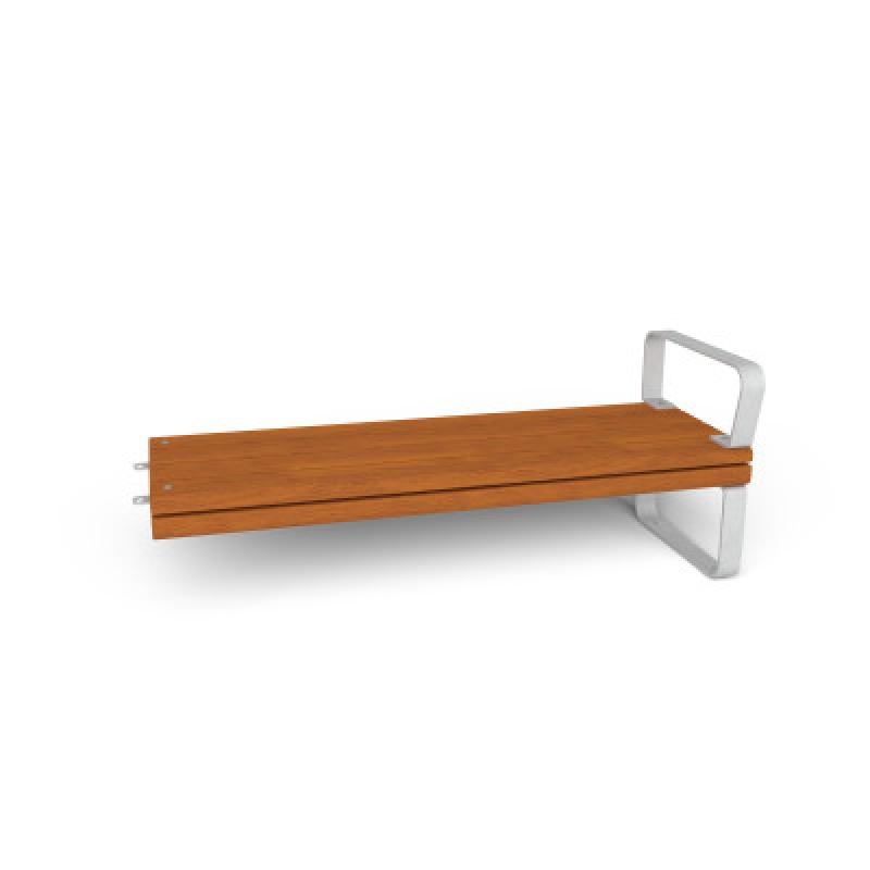HAGS Rosenlund Hardwood Standard Modular Park Bench 1 Side with Armrests (Color: Galvanized | Hardwood) (8103624)