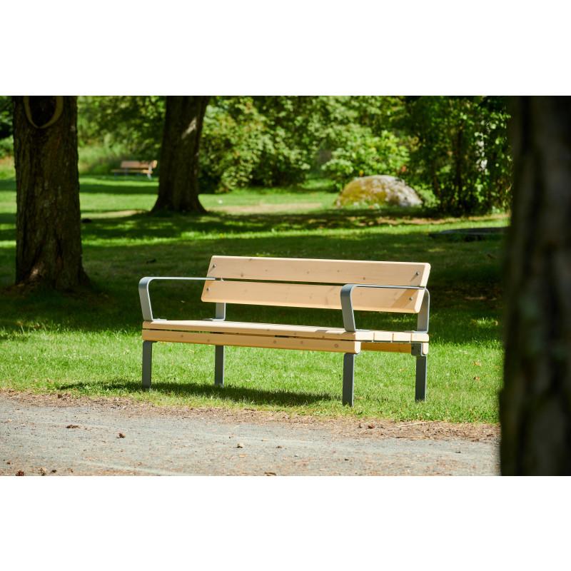 HAGS Rosenlund Standard Park Bench with Backrest (Color: Dark Grey) (8077096)