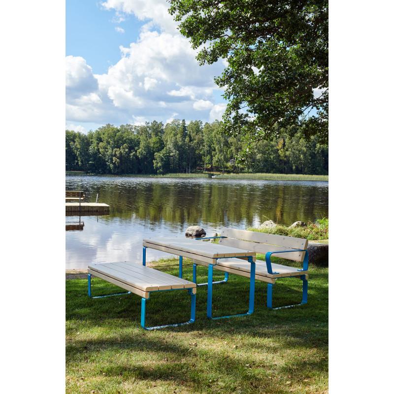HAGS Rosenlund Standard Park Bench with Backrest and Armrests (Color: Blue) (8076986)