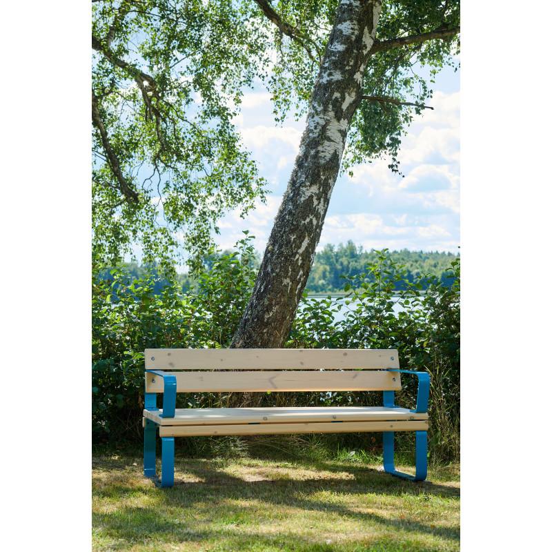 HAGS Rosenlund Standard Park Bench with Backrest and Armrests (Color: Blue) (8076986)