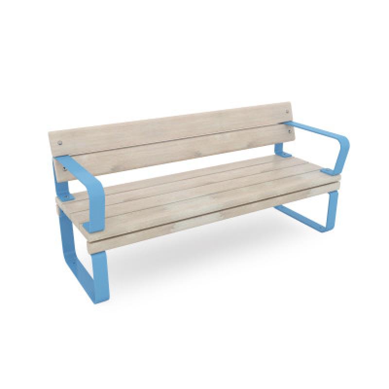 HAGS Rosenlund Standard Park Bench with Backrest and Armrests (Color: Blue) (8076986)