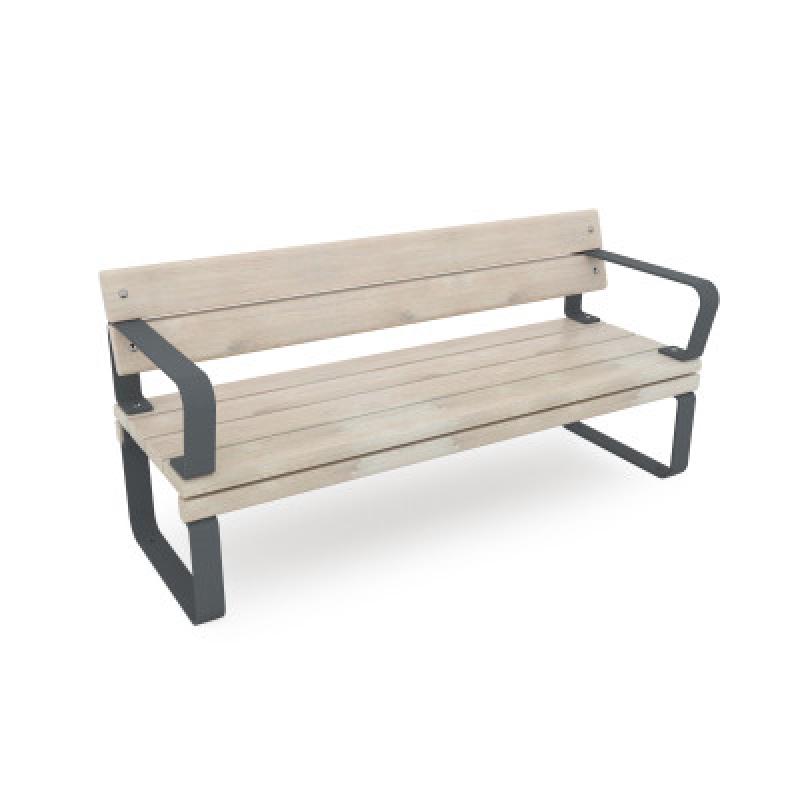 HAGS Rosenlund Standard Park Bench with Backrest and Armrests (Color: Dark Grey) (8077095)