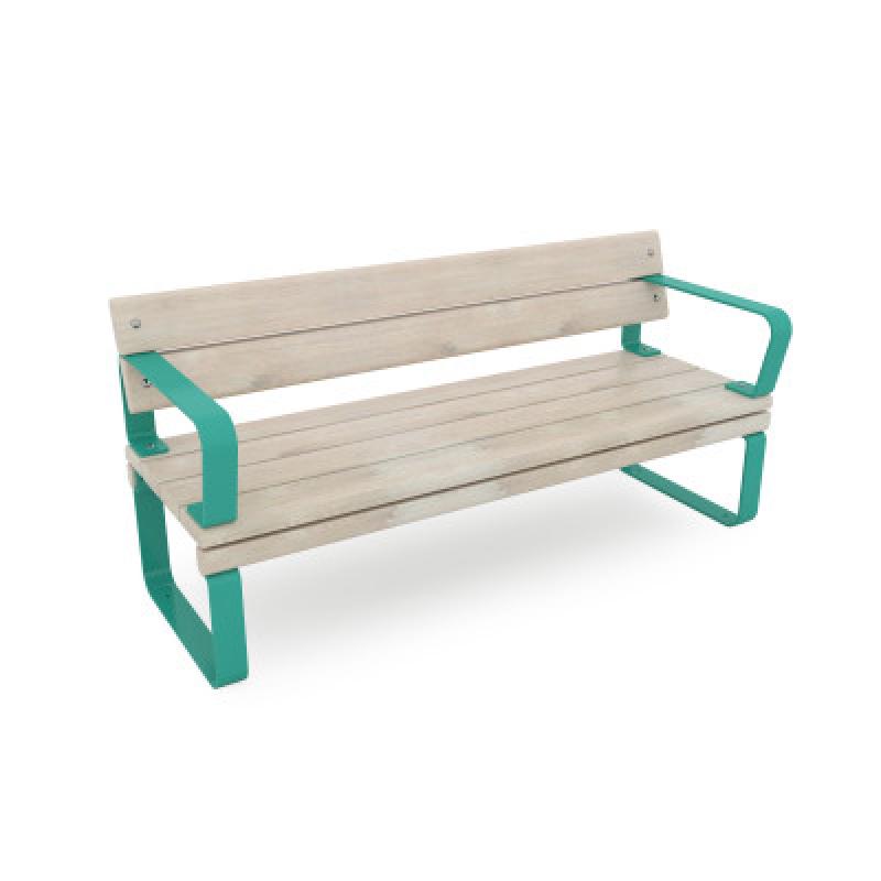 HAGS Rosenlund Standard Park Bench with Backrest and Armrests (Color: Green/Cream White) (8076984)