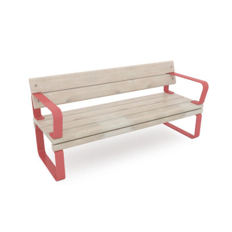 HAGS Rosenlund Standard Park Bench with Backrest and Armrests (Color: Red) (8076983)