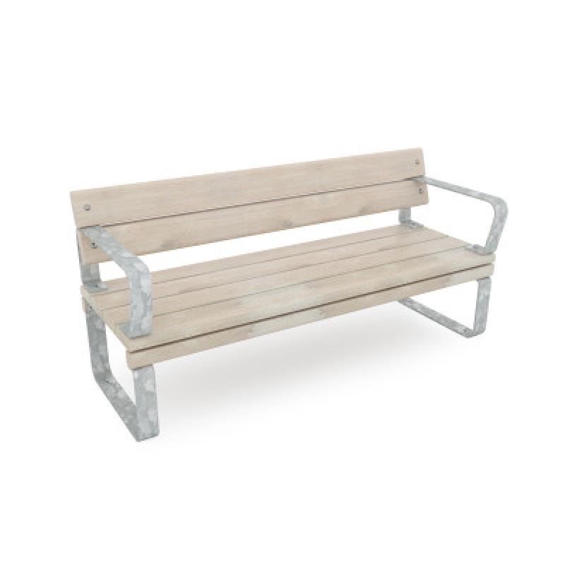 HAGS Rosenlund Standard Park Bench with Backrest and Armrests (Color: Galvanized) (8076898)