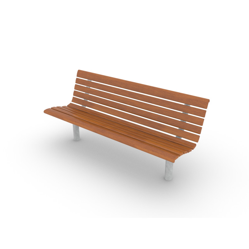 HAGS Park Bench Sofiero Hardwood Standard - For Concreting (Colour: Brown/Galvanized)