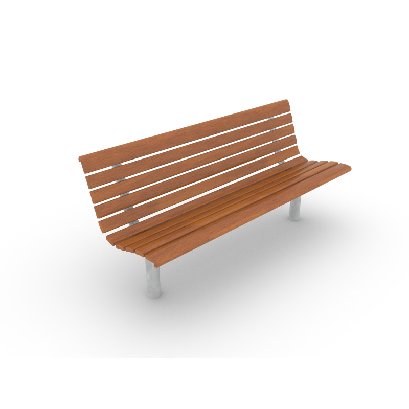 HAGS Park Bench Sofiero Hardwood Standard - For Concreting (Colour: Brown/Galvanized)