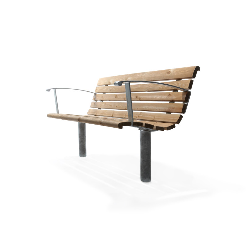 HAGS Sofiero Standard park bench - for setting in concrete (color: dark brown/galvanized)