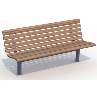 HAGS Sofiero Standard park bench - for setting in concrete (color: dark brown/galvanized)