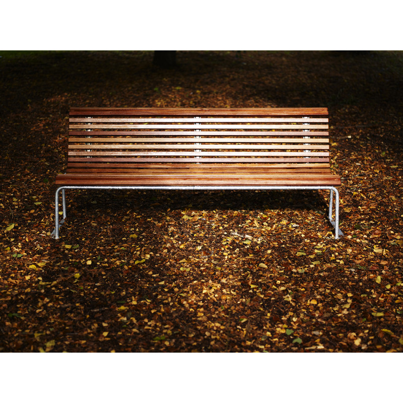 HAGS Park Bench Stockholm Standard - Freestanding (Colour: Dark Brown/Galvanized)