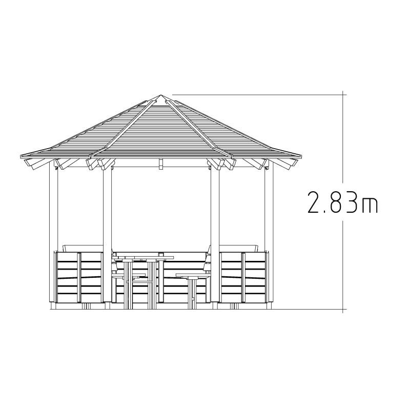 HAGS Miami Pavilion 2.9 m High with Wooden Posts for Setting in Ground Standard (Color: White/Black) (8020955)