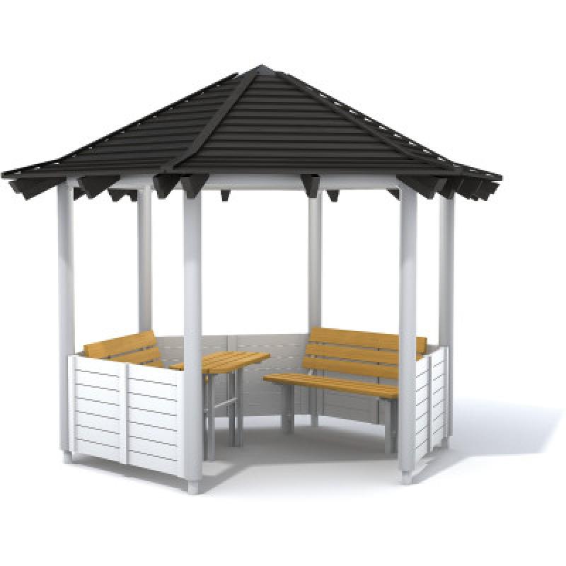 HAGS Miami Pavilion 2.9 m High with Wooden Posts for Setting in Ground Standard (Color: White/Black) (8020955)