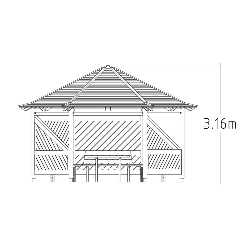 HAGS Palma Pavilion 3.16 m High with Wooden Posts for Setting in Ground Standard (Color: White/Black) (8030689)