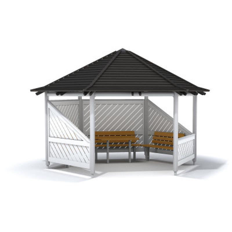 HAGS Palma Pavilion 3.16 m High with Wooden Posts for Setting in Ground Standard (Color: White/Black) (8030689)
