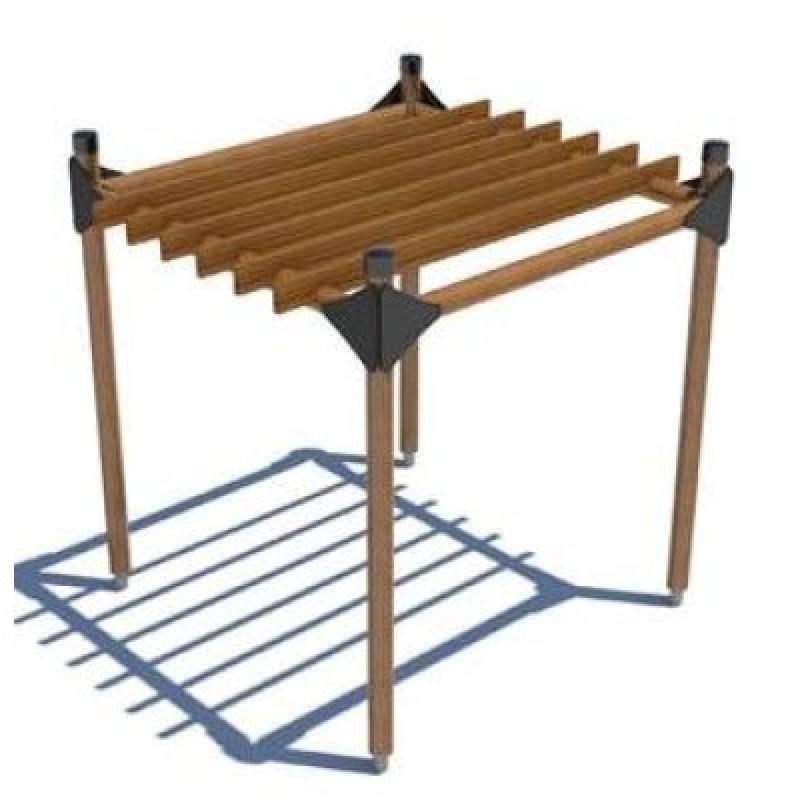 HAGS Pergola 1 Module Wooden Posts for Setting in Ground Standard (Color: Dark Brown) (8063266)