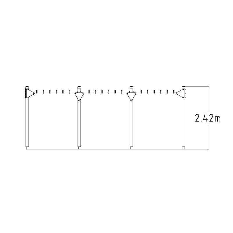 HAGS Pergola 3 Modules Wooden Posts for Setting in Ground Standard (Color: Dark Brown) (8063258)