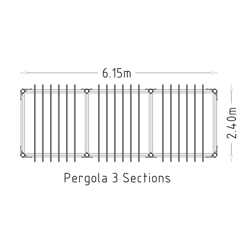 HAGS Pergola 3 Modules Wooden Posts for Setting in Ground Standard (Color: Dark Brown) (8063258)