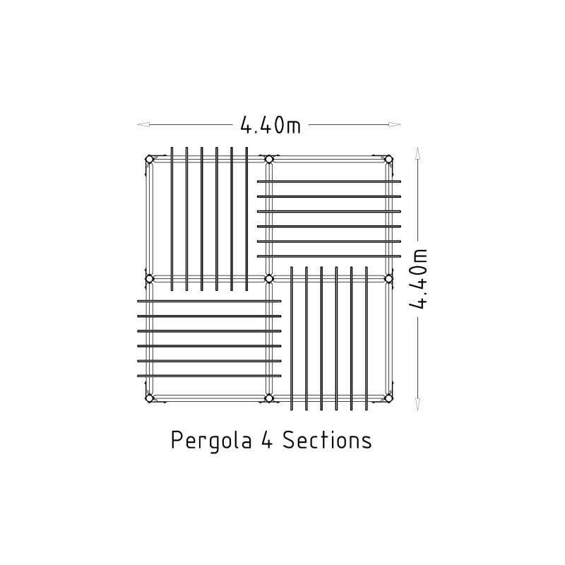 HAGS Pergola 4 Modules Wooden Posts for Setting in Ground Standard (Color: Dark Brown) (8059245)