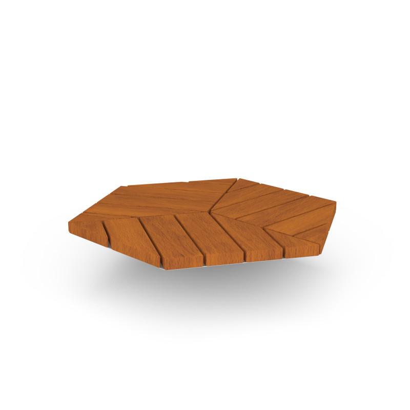 HAGS Rosenlund Hexagon Wooden Seat Hardwood Standard (Colour: Galvanized) Front view