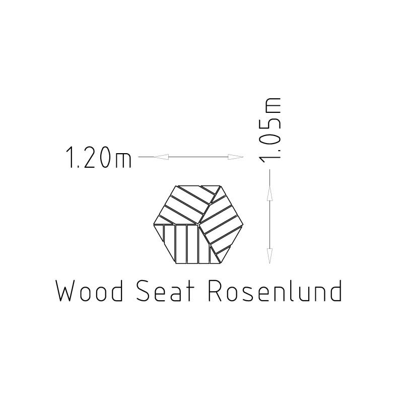 HAGS Rosenlund Hexagon Wooden Seat Hardwood Standard (Colour: Galvanized)