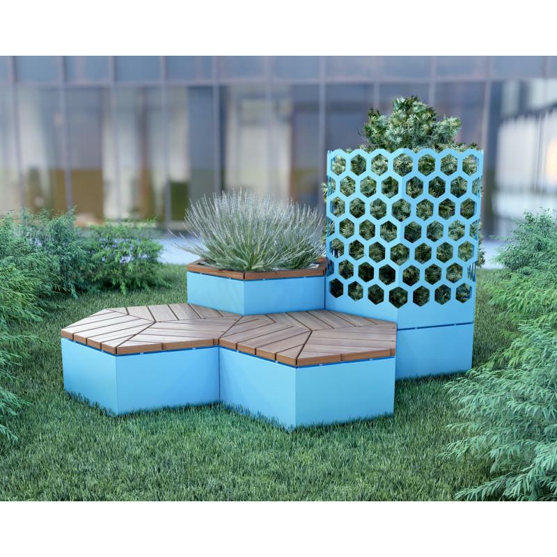 HAGS Rosenlund Hexagon Seating Group Combination 1 Hardwood Standard (Color: Blue | Hardwood) (8114385)