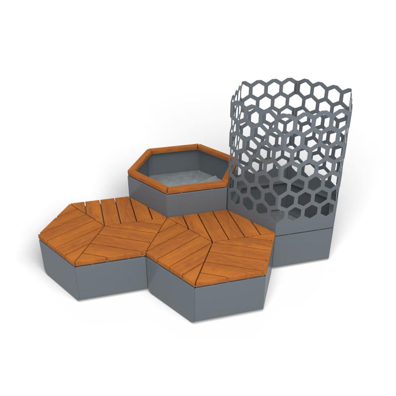 HAGS Rosenlund Hexagon Seating Group Combination 1 Hardwood Standard (Color: Grey | Hardwood) (8114386)