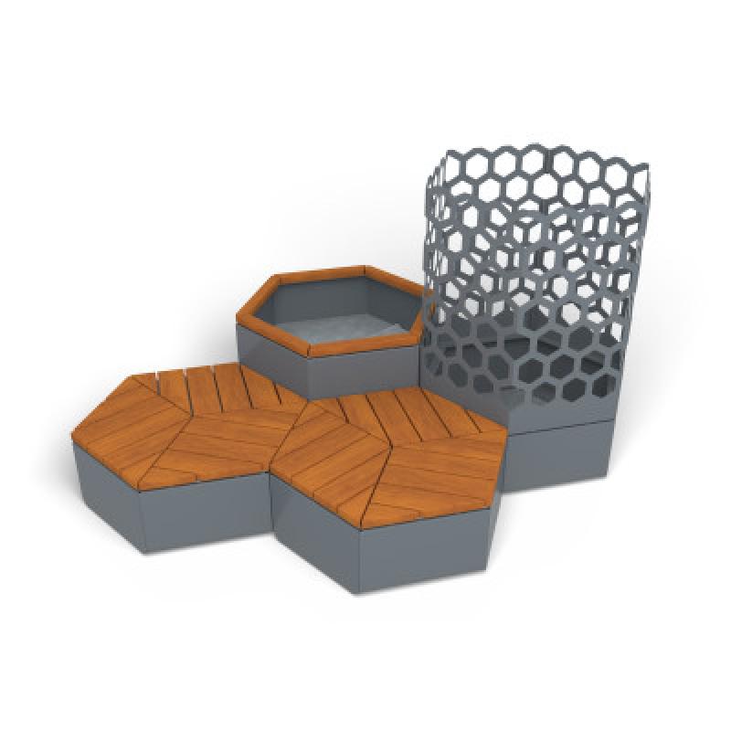 HAGS Rosenlund Hexagon Seating Group Combination 1 Hardwood Standard (Color: Grey | Hardwood) (8114386)