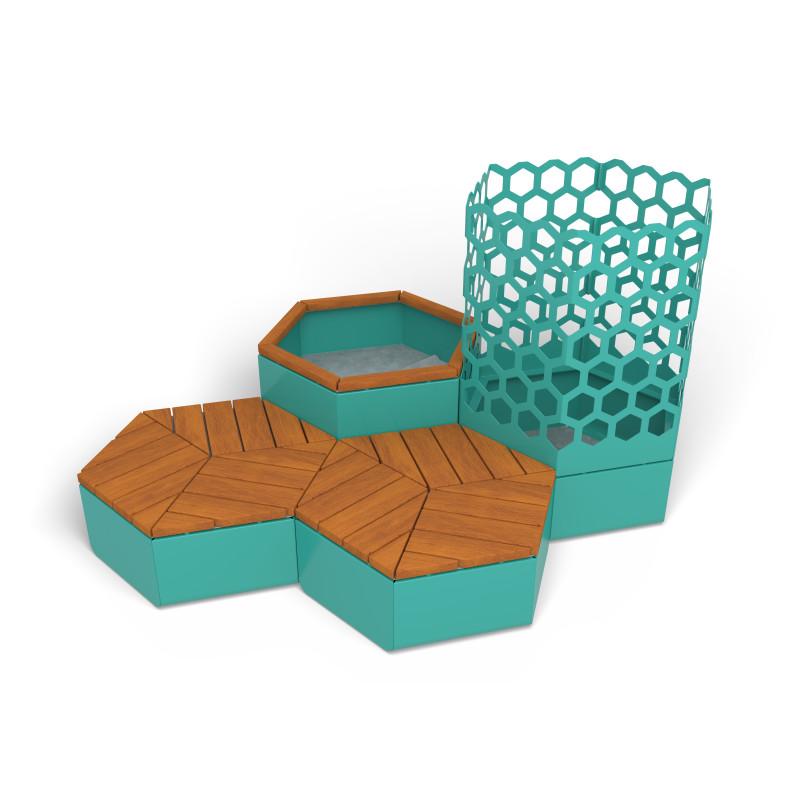 HAGS Rosenlund Hexagon Seating Group Combination 1 Hardwood Standard (Color: Green | Hardwood) (8114387)