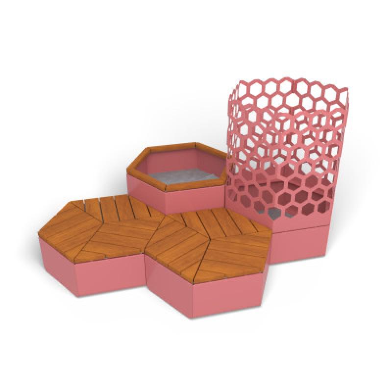 HAGS Rosenlund Hexagon Seating Group Combination 1 Hardwood Standard (Color: Red | Hardwood) (8114388)