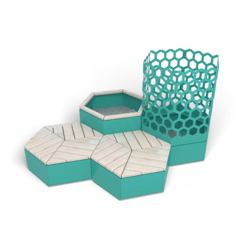 HAGS Rosenlund Hexagon Seating Group Combination 1 Standard (Color: Green/Cream White) (8114382)