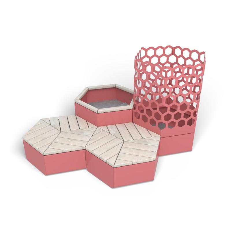 HAGS Rosenlund Hexagon Seating Group Combination 1 Standard (Color: Red) (8114383)