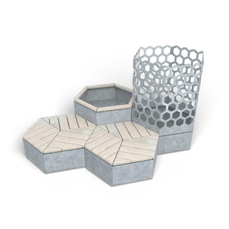 HAGS Rosenlund Hexagon Seating Group Combination 1 Standard (Color: Galvanized) (8114384)
