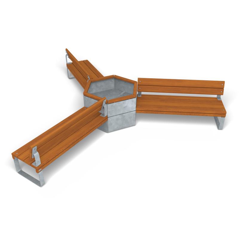 HAGS Rosenlund Bank Combination 3 Hardwood Standard Front view