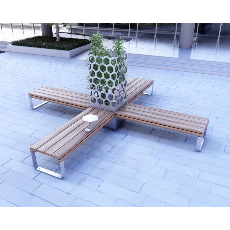 HAGS Rosenlund Bank Combination 4 Hardwood Standard (Color: Galvanized/FSC-certified Hardwood) (8114374)