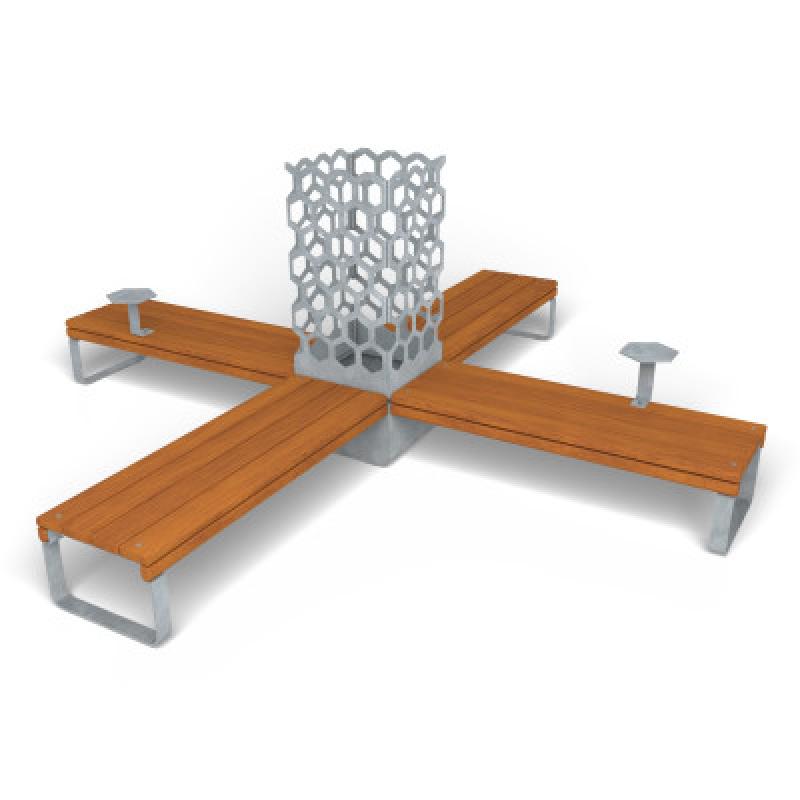 HAGS Rosenlund Bank Combination 4 Hardwood Standard (Color: Galvanized/FSC-certified Hardwood) (8114374)