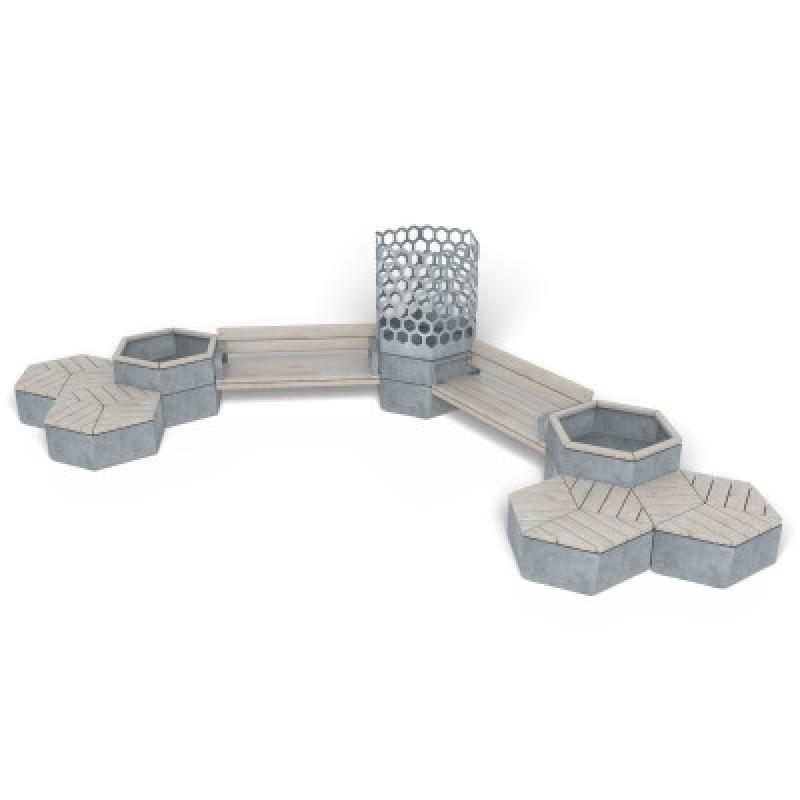 HAGS Rosenlund Bank Combination 6 Standard (Color: Galvanized) (8114231)