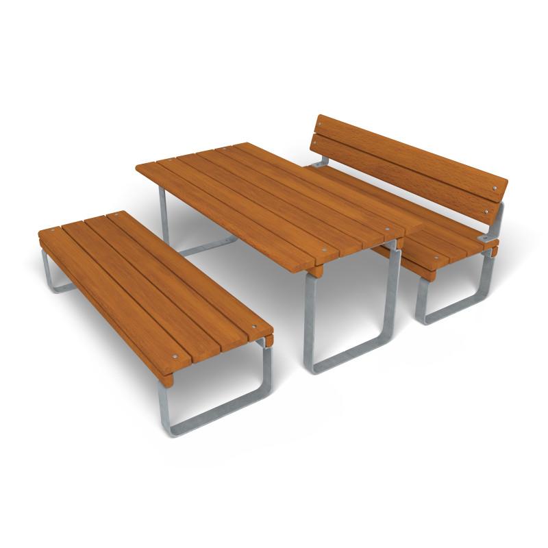 HAGS Rosenlund Seating Group Bench-Table Combination Hardwood Standard (Color: Galvanized | Hardwood) (8114309)